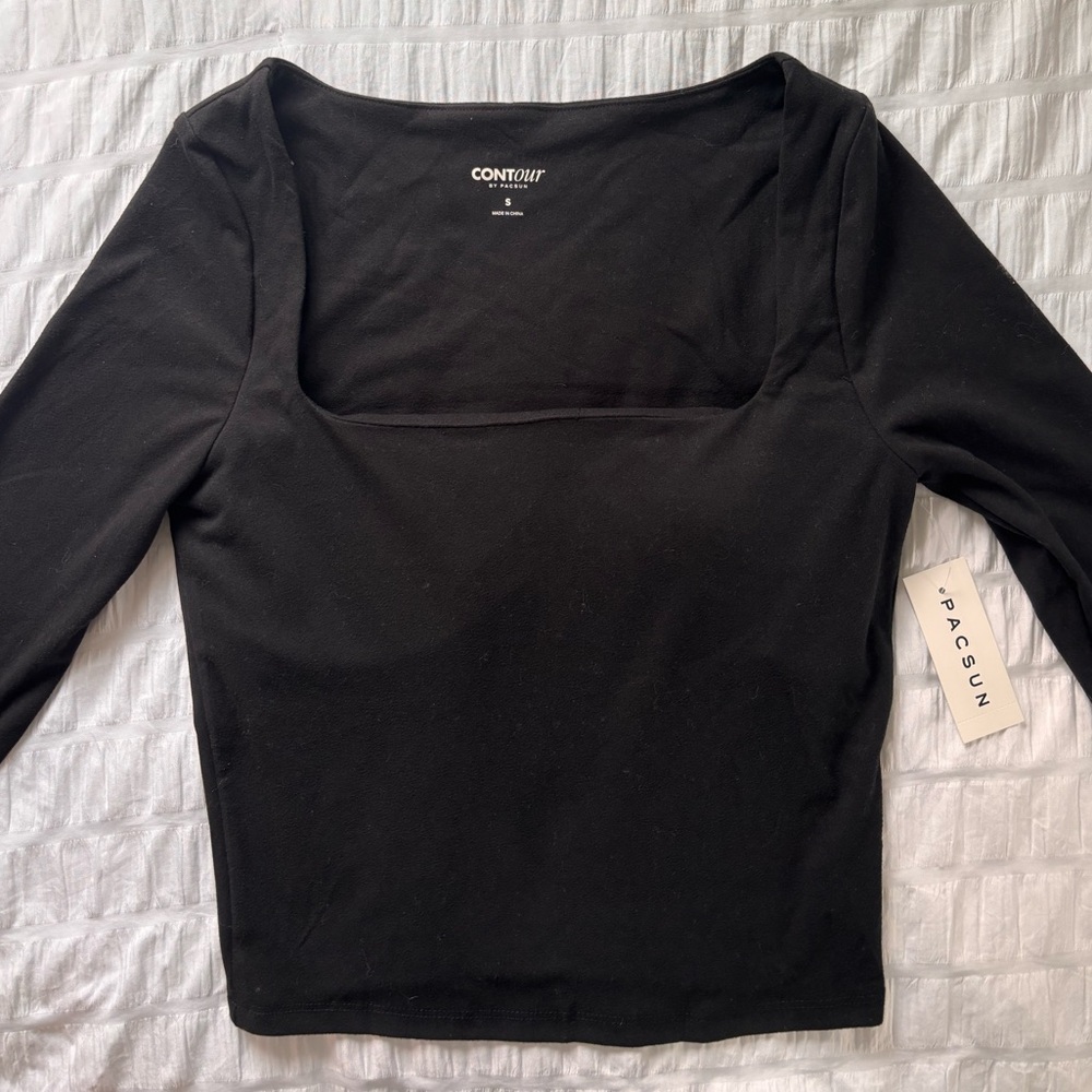 PacSun Black Fitted Long Sleeve Cropped Top